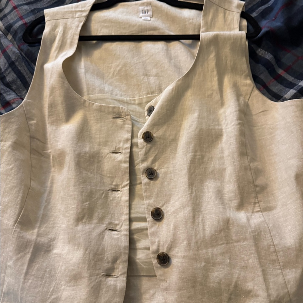 Beige Button-Up Vest